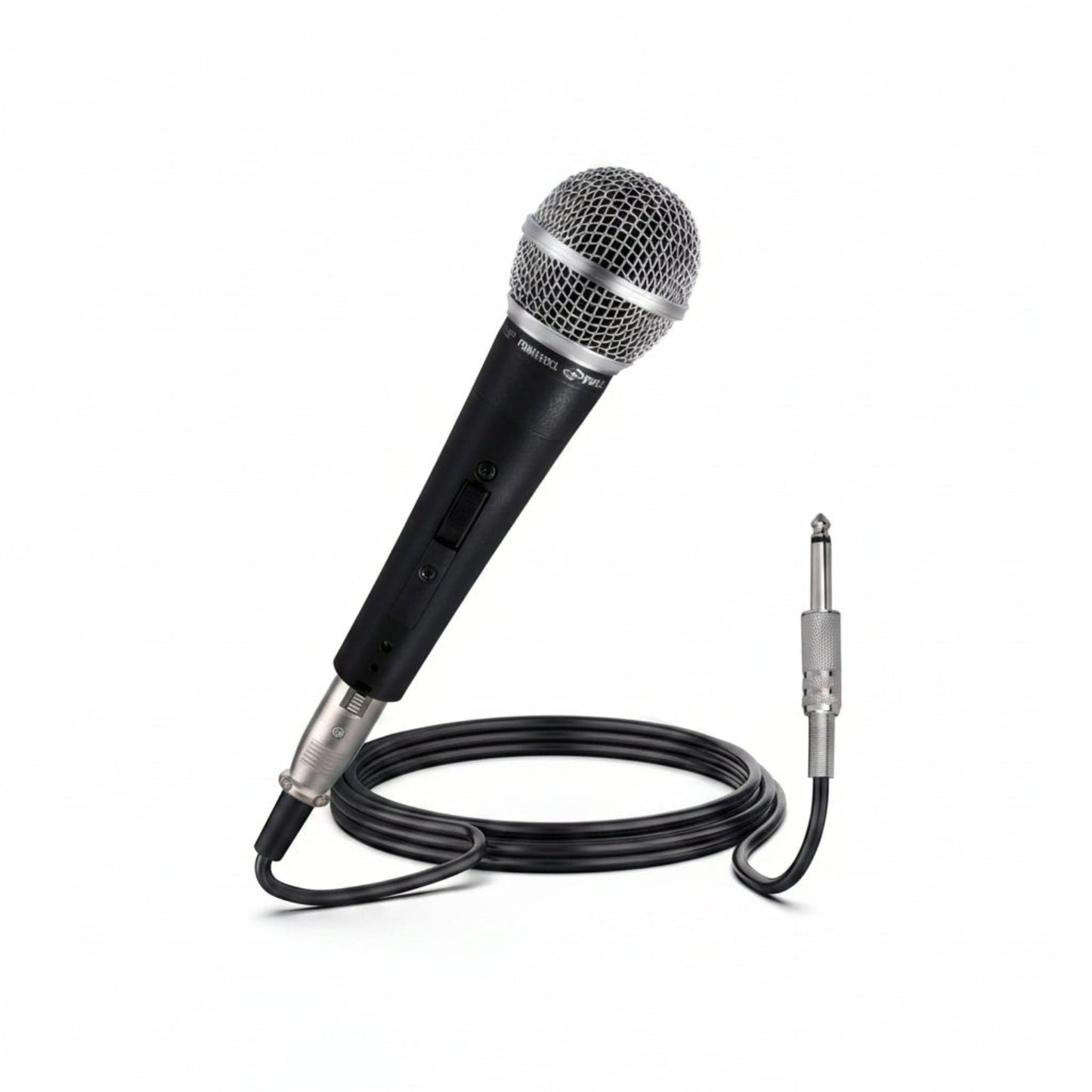 Microphone with cable on a white background