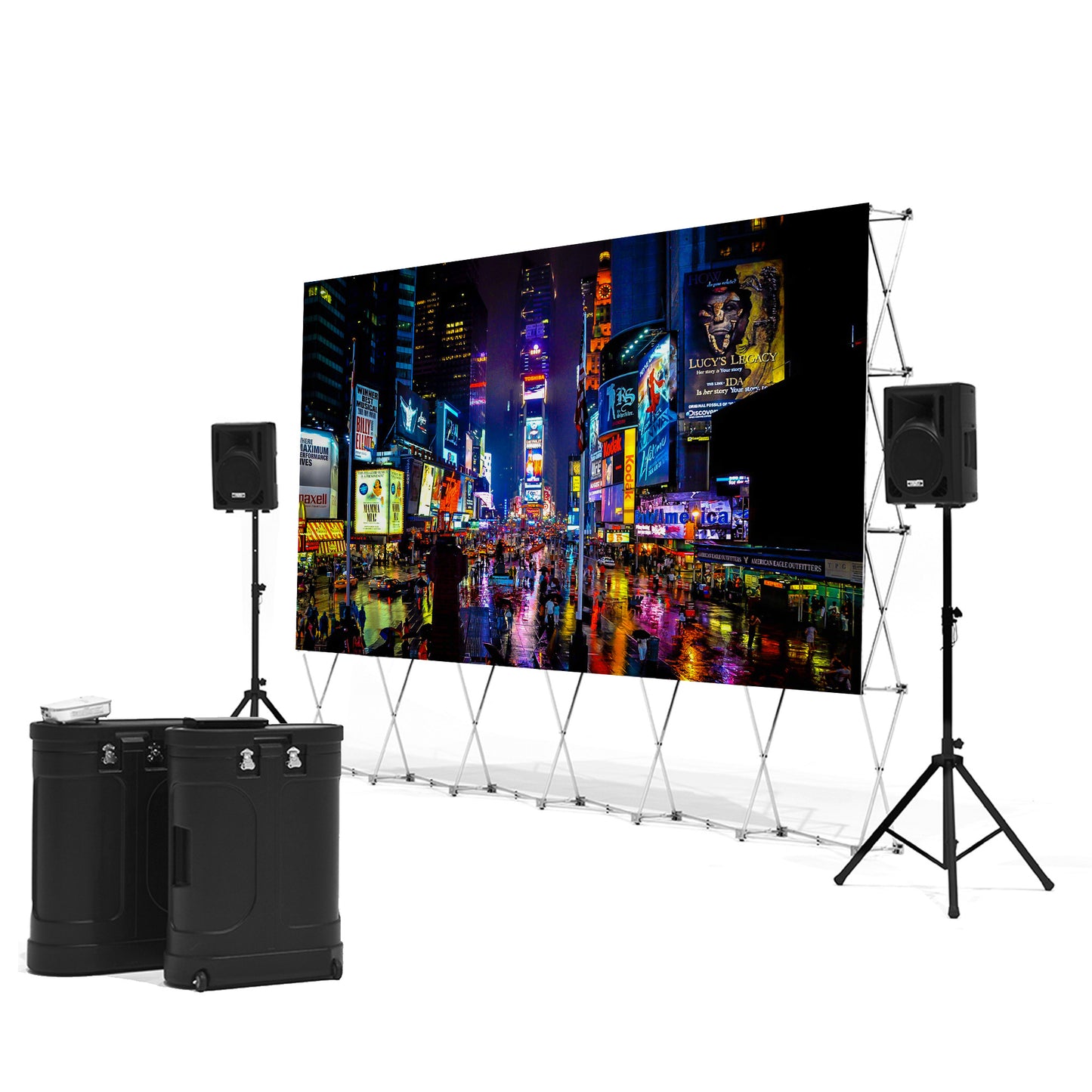 Backyard screen set up
