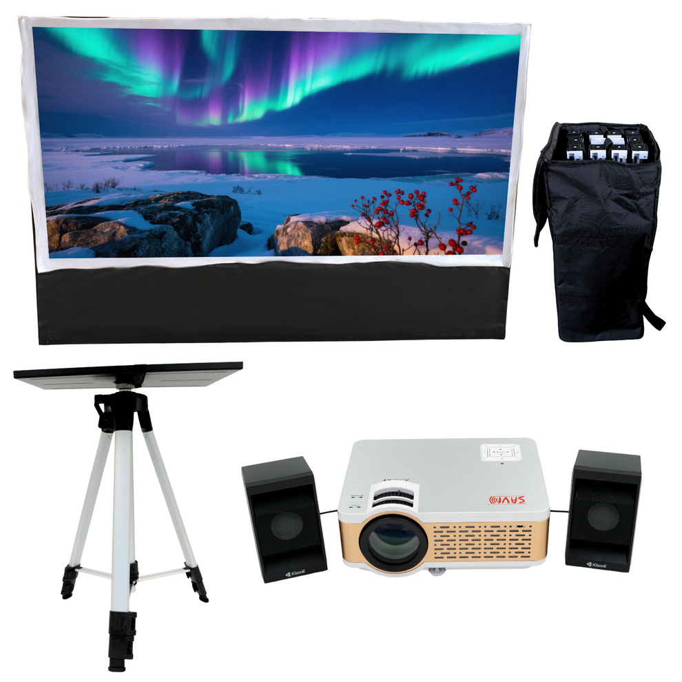Complete 12-foot inflatable screen and HD projector theater system. See expected annual return and STR payback months.
